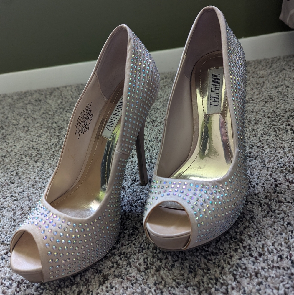 J-Lo rhinestoned platform heels
